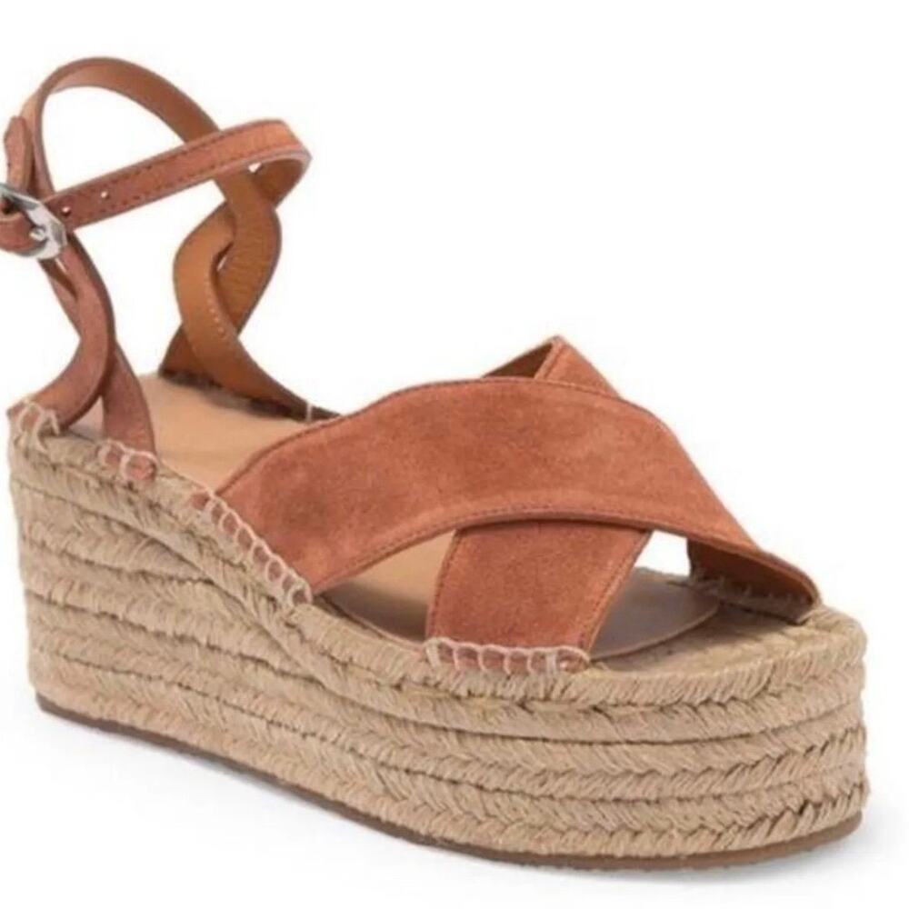 Rag & Bone Hera Tan Suede Wedge Espadrille Sandals Women’s Size 39.5